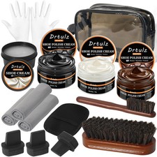 15Pcs Shoe Shine Kit for Men   Gift with Mink Oil  Saddle Soap, 3 Horsehair ...