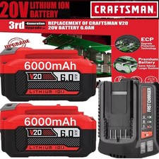 2PACK 20Volt For Craftsman V20 6.0Ah Li-ion Battery CMCB204 CMCB202 /Charger