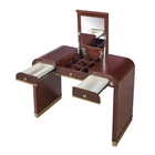 Espresso Vanity Drawers Flip Up Mirror Wooden Dressing Table Vintage Makeup Desk