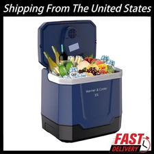 35Quart 33L Portable Electric Cooler Warmer 12V/110V Dual-Power Car Refrigerator