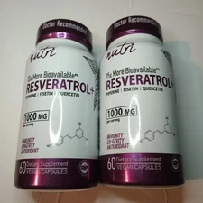 (2) Nutri by Nature's Fusions Resveratrol+ 15x More Bioavailable 1000mg FAST 📭 