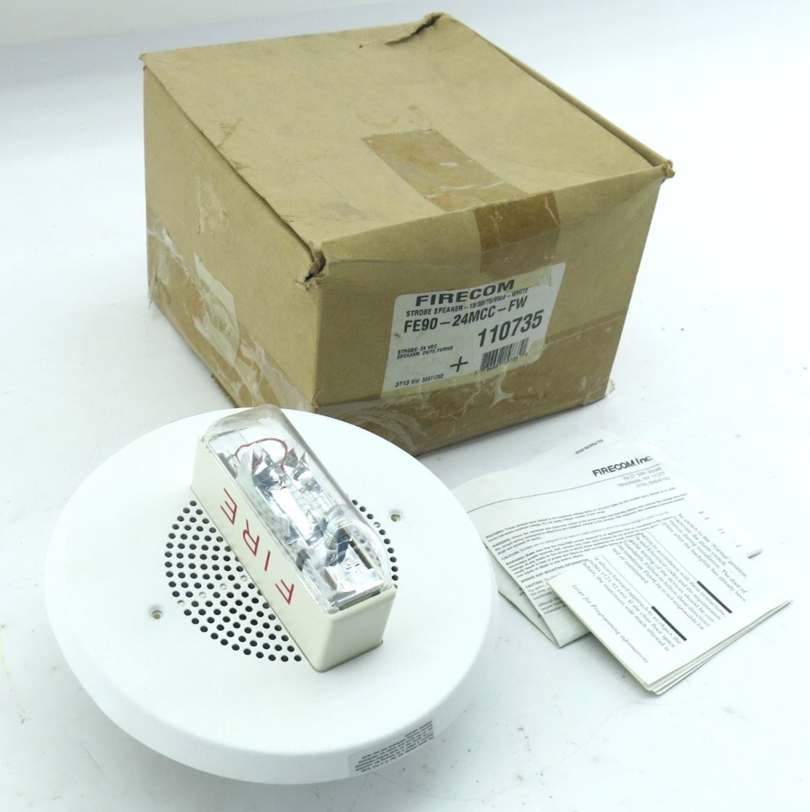 Firecom FE90-24MCC-FW White Fire Alarm Signal Speaker Strobe New Open Box