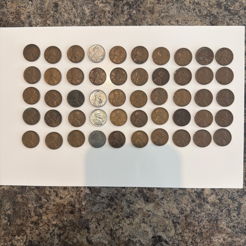 1940-1949 Wheat Ears Small Cents 5 Coins Per Date 50 Coins Total (#C-2)