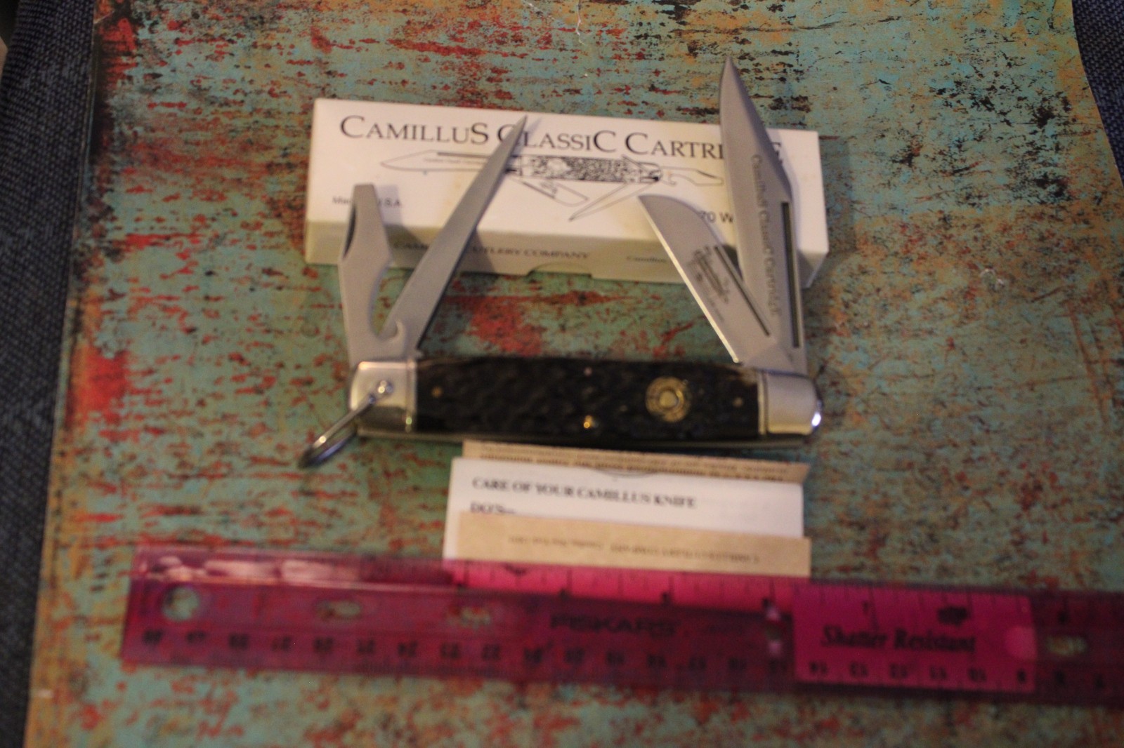 Vintage Camillus NY USA # CCC-7 CLASSIC CARTRIDGE Bone Large Camp Knife NIB