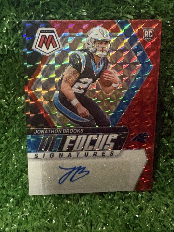 2024 Mosaic In Focus Red Mosaic Jonathon Brooks Panthers RC Rookie AUTO 8/199