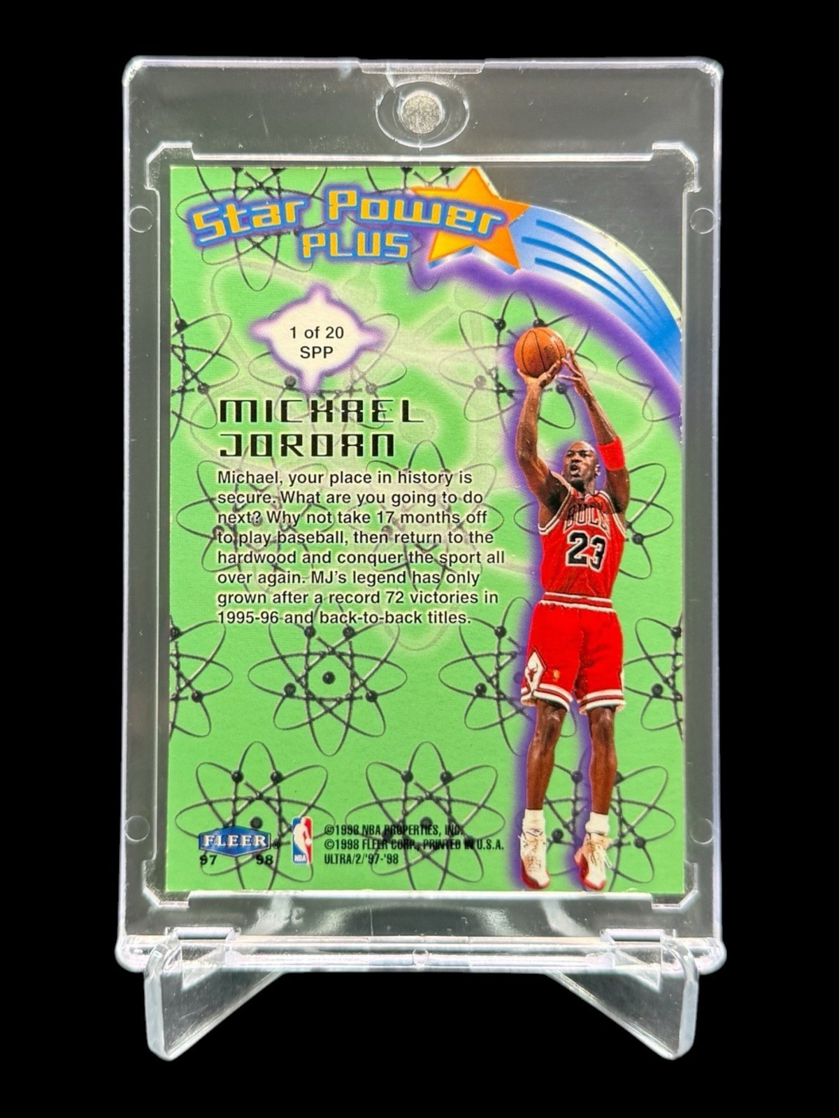 1997 Fleer Ultra MICHAEL JORDAN STAR POWER PLUS SSP VARIATION HOLO 1/20🔥RARE🔥 view 2