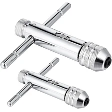 2 PCS Ratchet T Handle Tap Wrench Set Adjustable for Metric M3-M8 M5-M12
