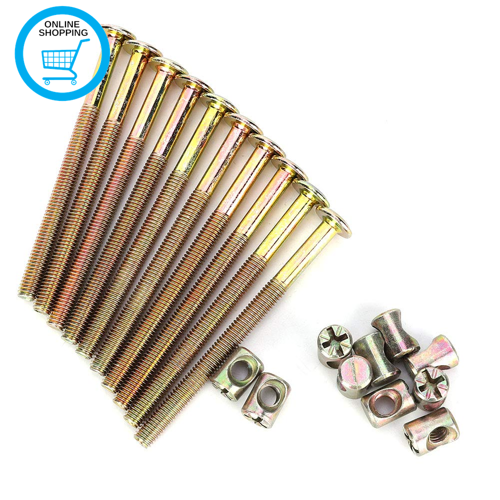 Bolts Nuts Kit, 10Pcs M6 Furniture Bolt and Barrel Nut Zinc Plated Hex Socket Sc