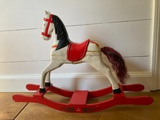 Mid-Century Modern Wooden Rocking Horse Hand-Painted Excellent Condition 16x20x4