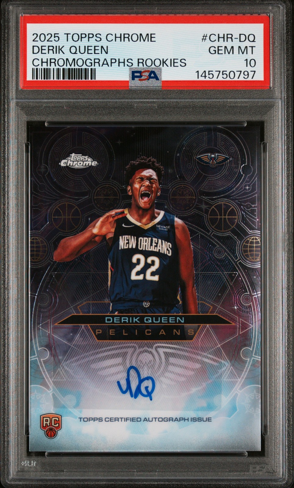 2025 TOPPS CHROME CHROMOGRAPHS ROOKIES #CHR-DQ DERIK QUEEN PSA 10