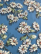 VTG WRAPPING PAPER NOS GIFT WRAP ALL OCCASION GORGEOUS DAISIES ON BLUE