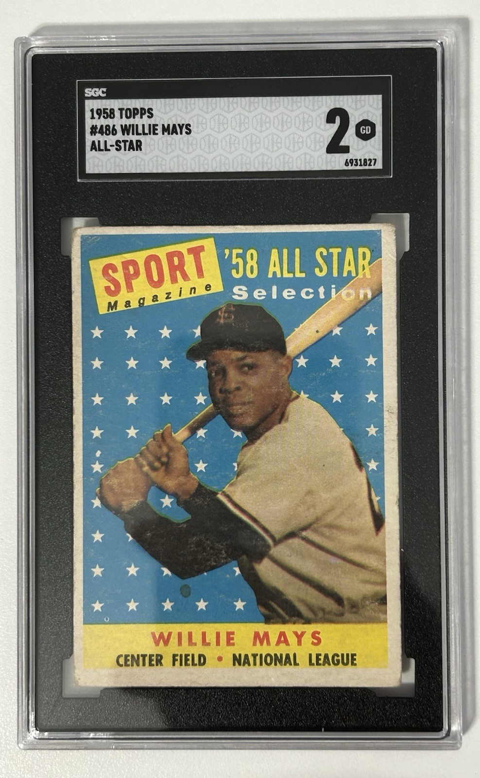 Willie Mays 1958 Topps HOF #486 N.L. All-Star SGC 2 GOOD
