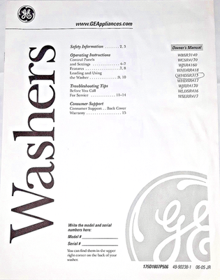 #ad #ad Vintage 2006 General Electric Washer Original Owners Manual for 9 Washer Models $14.95