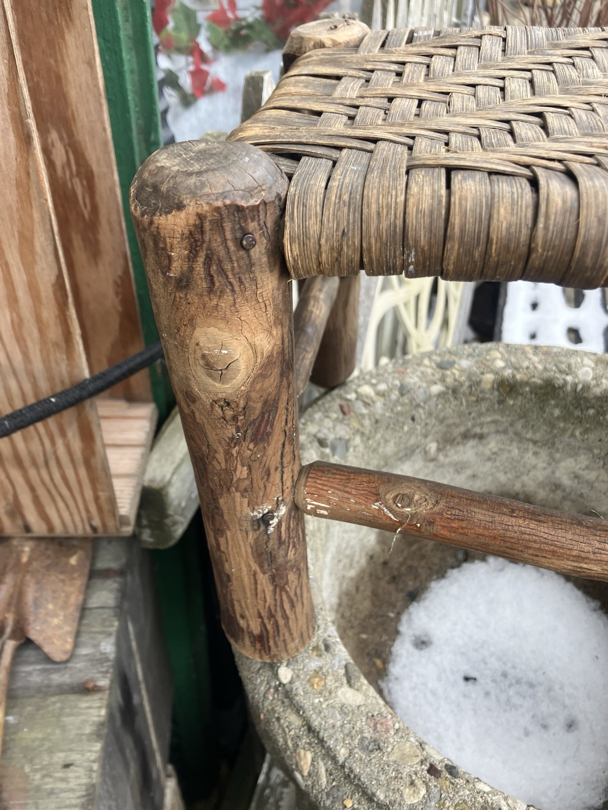 Antique Old Hickory Foot Stool Primitive Rustic Cabin Decor Adirondack Early