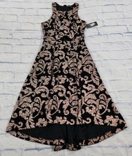 Guess Dress WOMENS SIZE 2 Foiled Jacquard Floral Keyhole Midi Formal