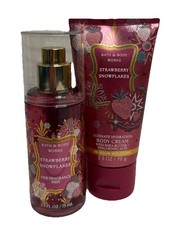 Bath Body Works Travel Size Strawberry Snowflakes Cream and Mist Set FREE Ship