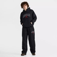 Air Jordan Brooklyn Fleece Oversized Mens P/O Hoodie IB7241-010 Black Red L NWT