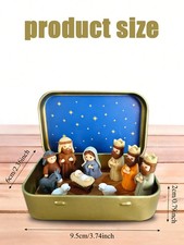 Mini Christmas Nativity Set in a Tin Box Portable Pocket Nativity Scene Decor3d