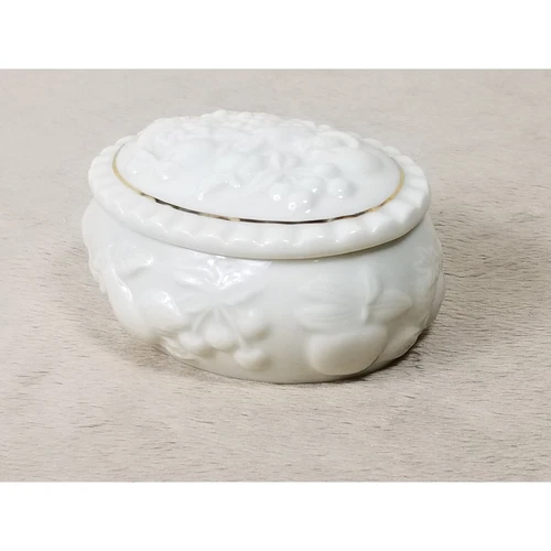 Lenox Jewelry Trinket Box 3 1/4" Color Ivory Gold Trim Year 1998 Vintage - Picture 3 of 12