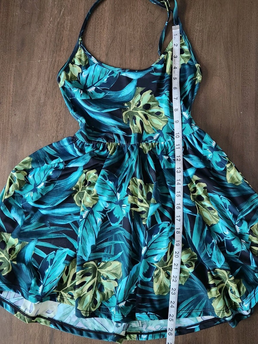 american apparel blue skater dress Rare Lycra Tropical Hawaiian Halter Mini Size M women’s black bodycon dress UAE