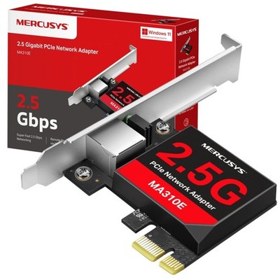 MERCUSYS MA310E 2.5 Gbps PCle Network Adapter, NAS Connection Network Card, Remo