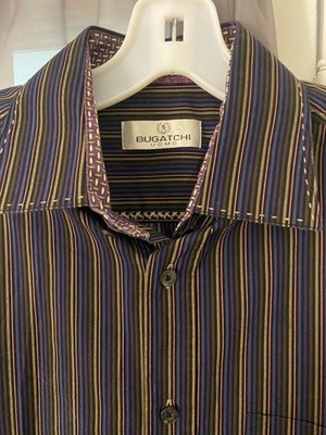 bugatchi dress shirt black pants brown shoes Men's Bugatchi Long Sleeve Leaf Print Shirt, Limestone, XXL