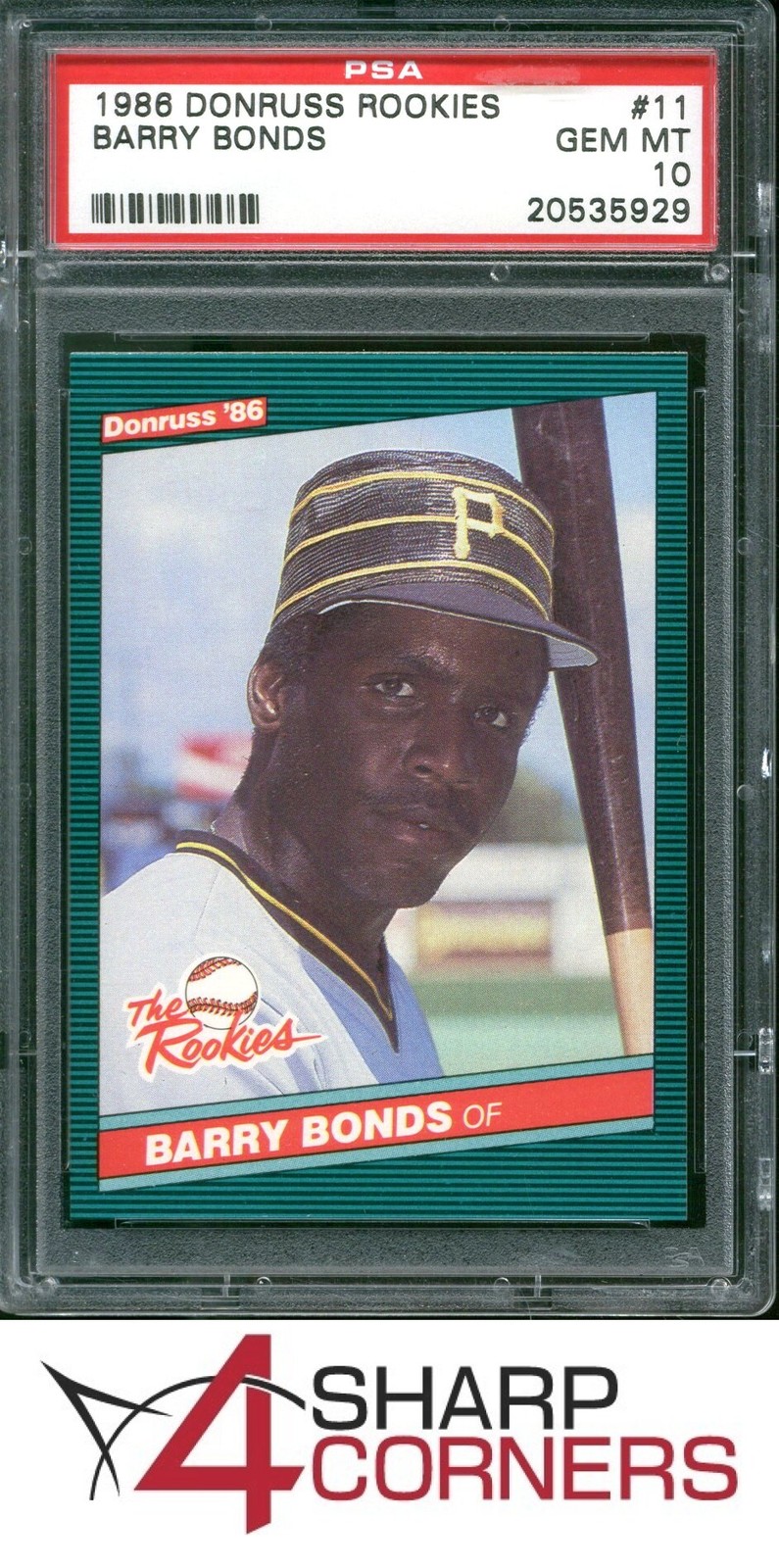 1986 DONRUSS ROOKIES #11 BARRY BONDS RC PIRATES PSA 10 view 1