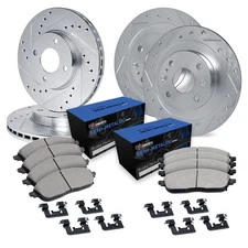For Honda CRX 90-91 Drilled & Slotted Front & Rear Brake Kit w Semi-Metalic Pads