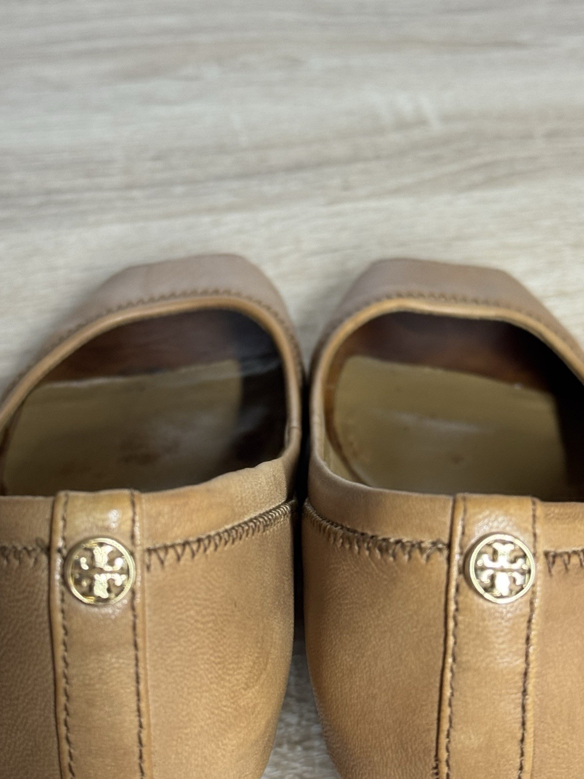 Tory Burch Size 8M Tan Leather Peep-Toe Wedge Pumps thumbnail 7