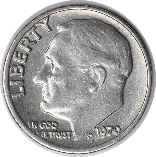 1970 Roosevelt Dime Reverse of 1968 FS-901 AU Uncertified