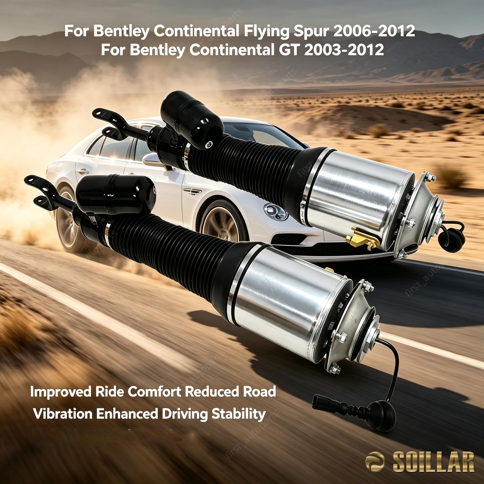 Left+Right Front Air Suspension Struts Shock For Bentley Continental GT 03-12