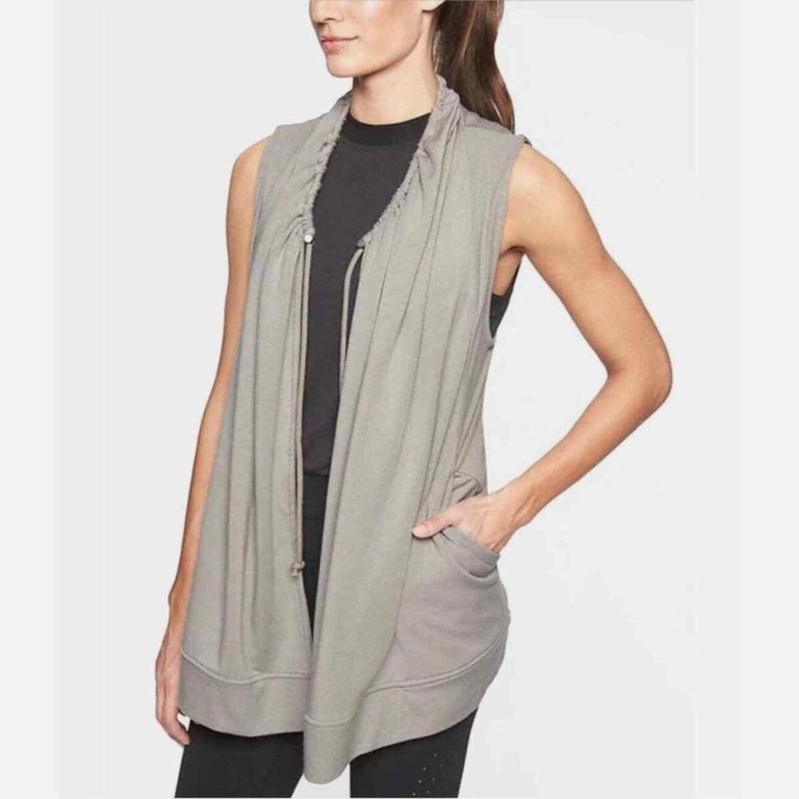 Athleta Mindsight Drawstring Open Front Long Line… - image 2
