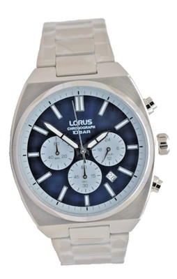 Lorus RT363KX9 Herren Chronograph Uhr Edelstahl Blau 43mm Quarz Datum Stoppuhr
