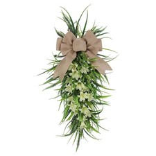 Easter Lily Wreath for Indoor Outdoor Use with Pearls Bow Spring Theme