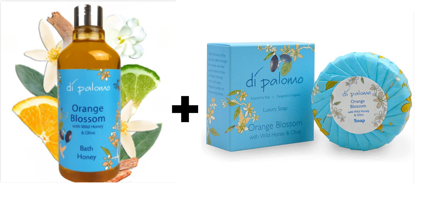 Di Palomo Orange blossom  Luxury Bath Honey 300ml Nourishing Bathing Honey +soap