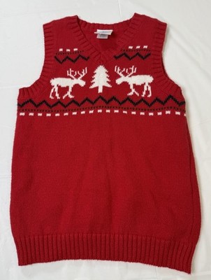 Fair Isle Reindeer Alpine Sweater Vest Boys Size 6 Holiday Ugly Sweater EUC