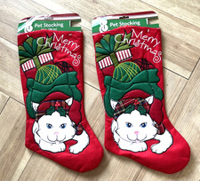 2 NWT Cat Christmas Stockings 19"