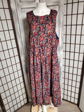 XL Vtg 80s 90s Pinafore Jumper Floral Dress Prairie Sleeveless Cottagecore Midi
