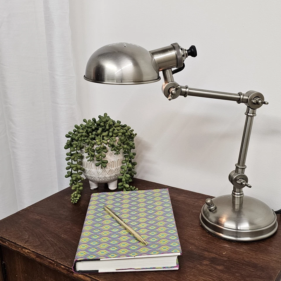 Pottery Barn Adjustable Brushed Nickel Desk Lamp Model 6177653 - Image 2 of 4