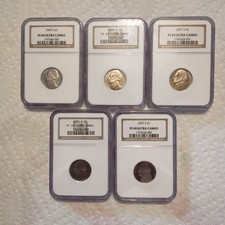 lot of 5- 1999s,2000s,2001s,2002s,2003s PR69UC NGC Jefferson 5c