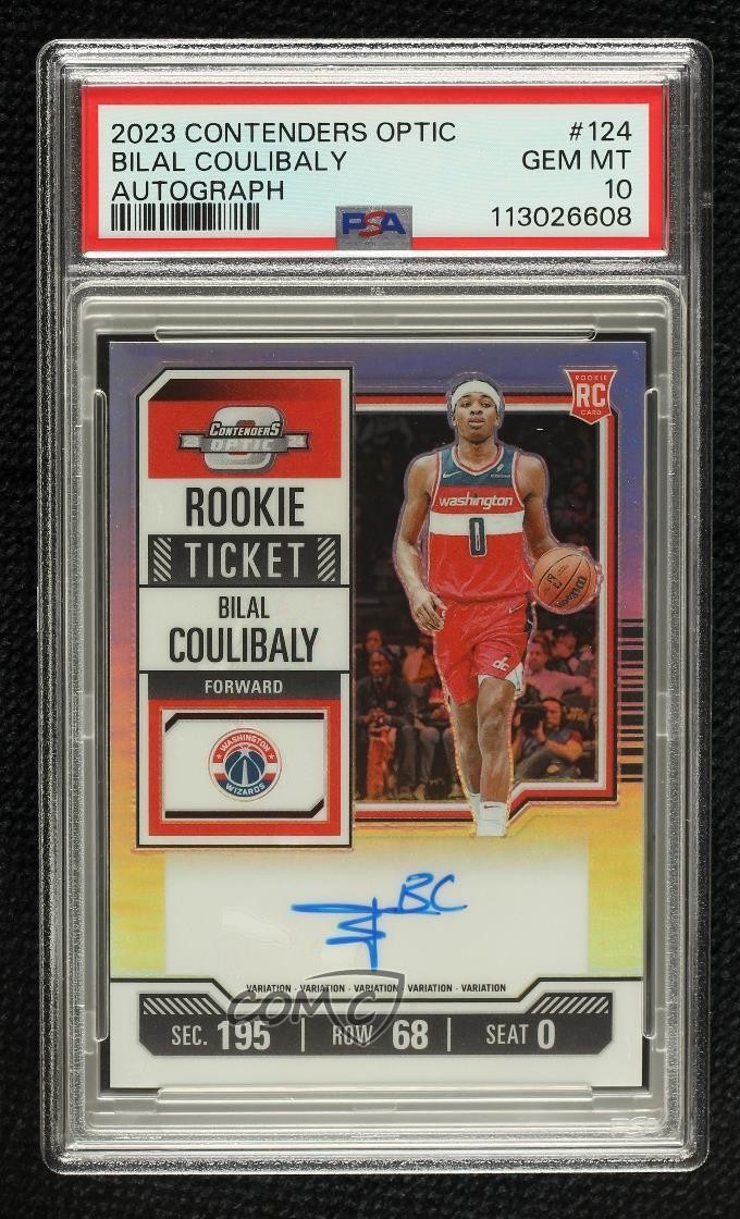 2023 Contenders Optic Rookie Ticket Variation Bilal Coulibaly PSA 10 Auto 14t3