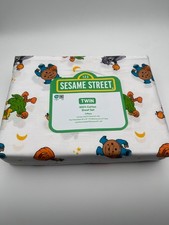 Sesame Street Halloween TWIN 100 Cotton Sheet Set Ernie Bert Oscar Elmo Cookie
