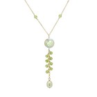 Pearl Dangle Necklace 14k Yellow Gold Green Peridot and Pearls (#006) — photo 3