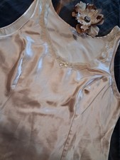 Vintage Delicates Nightgown 3x Gold Liquid Satin Sissy Plus 90s Y2K Lingerie