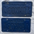 Pair Vintage 87 CA License Plates 2 California 1987 Lic 1 AWK 034 Blue Yelllw — photo 2