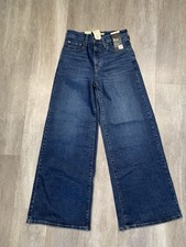 Levis 728 High Rise Wide Leg Jeans Womens 28x32 Dark Wash Premium Big E NWT
