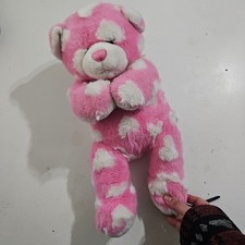 Build A Bear Love Pink White Hearts Teddy Bear 15" Plush Stuffed Animal