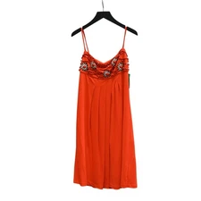 Valentino Red Orange Beaded Mini Dress Size IT 42 Approx US Small