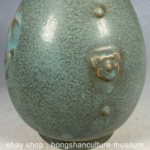 11.6" Old Song Dynasty Marked Ru Kiln Porcelain Dragon Garlic-Head Bottle Vase - Picture 5 of 9