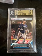 2023 TOPPS NOW MLB #723 JULIO RODRIGUEZ MAKING HISTORY BLUE /49 BGS PRISTINE 10